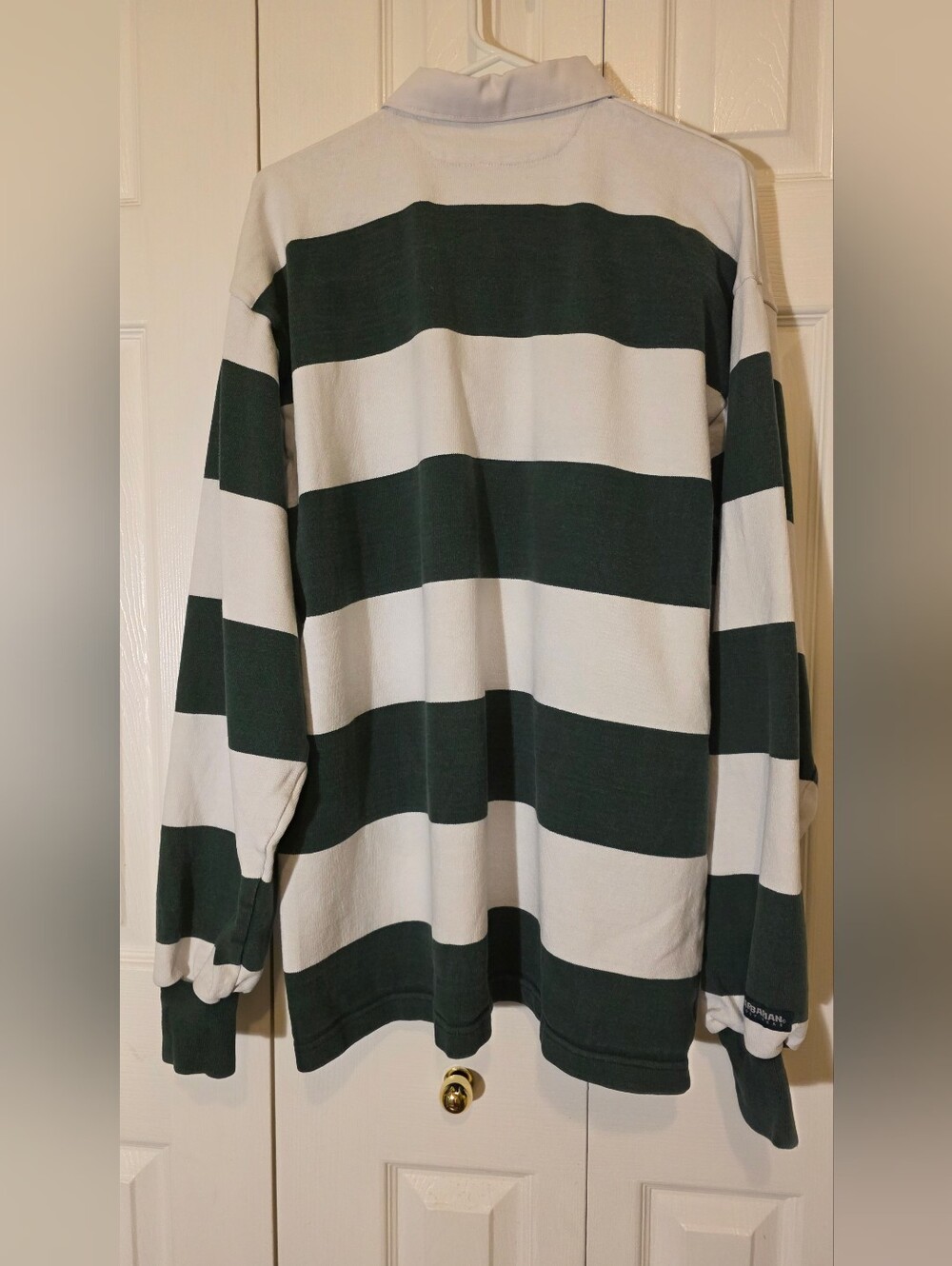 Unisex Barbarian Rugby Wear Classic Green and White Rugby Stripe Polo Oversized - Picture 7 of 12